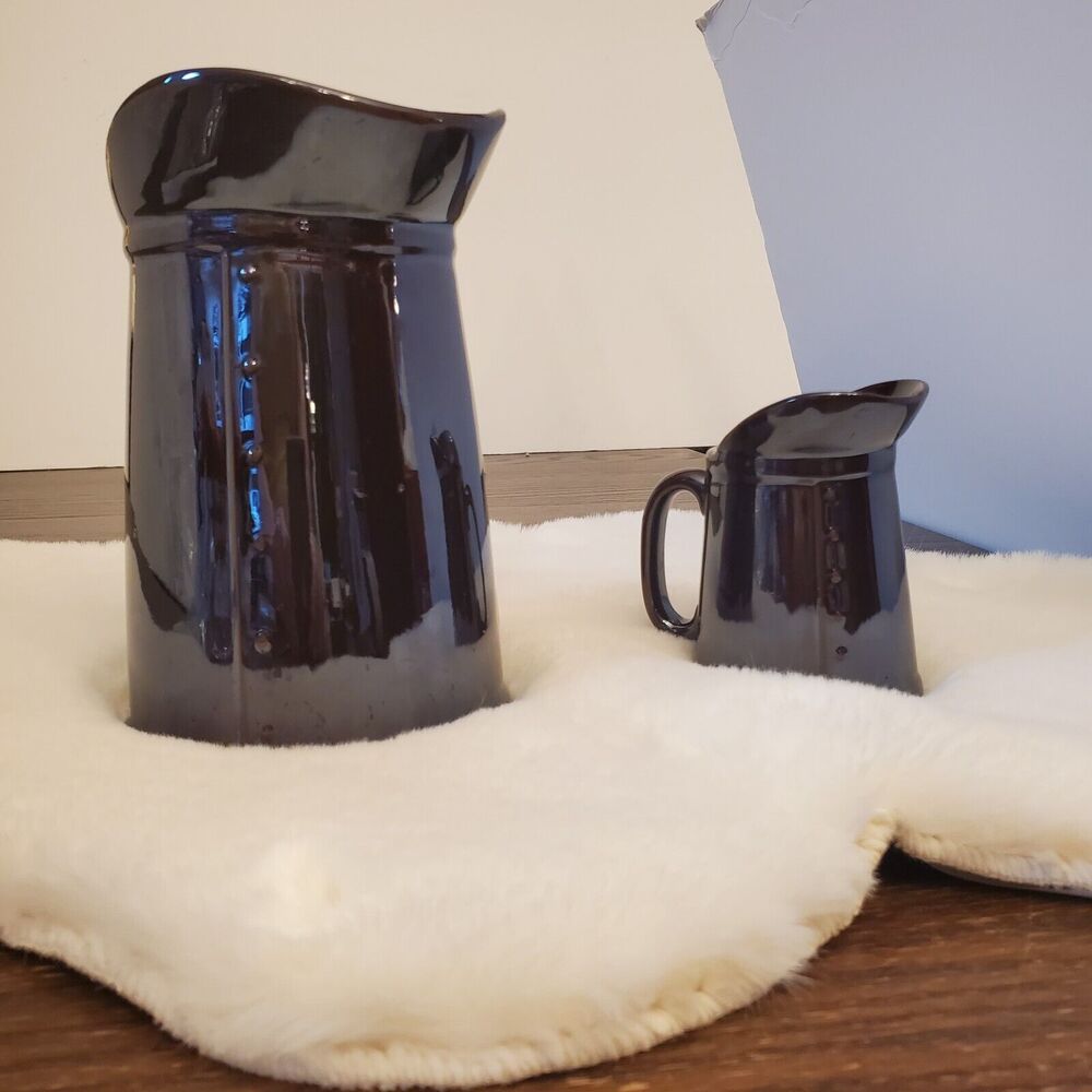 Vintage Ceramic Syrup Serving 2 Pitchers 🐓‎ Roosters Brown Glaze SET - Picture 2 of 16